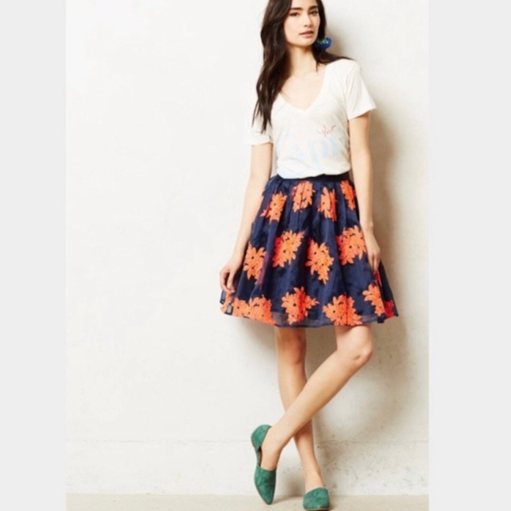 Anthropologie Maeve Pome Blossom Embroidered skirt | 6